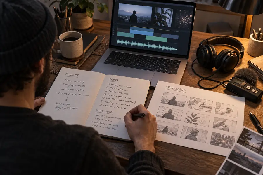 A rough video brief ready for an AI workflow