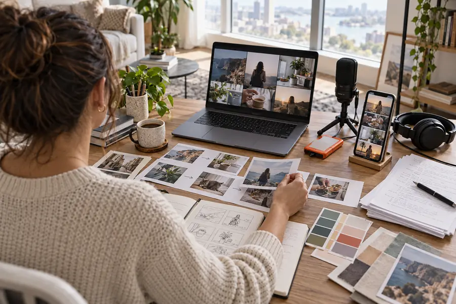 Ein allgemeines Videokonzept, das in einem Online-Erstellungsworkflow dargestellt wird